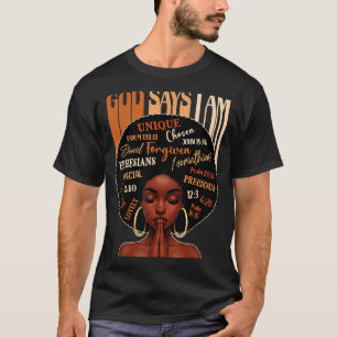 Camiseta Rainha Menina Negra Feminina Deus Diz Eu Sou Hist