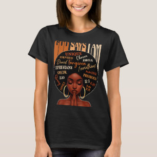 Camiseta Rainha Menina Negra Feminina Deus Diz Que Eu Sou H