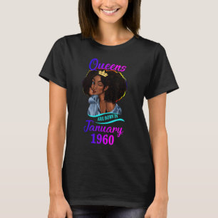 Camiseta Rainha Nascer em Janeiro de 1960 Feliz 63º Anivers