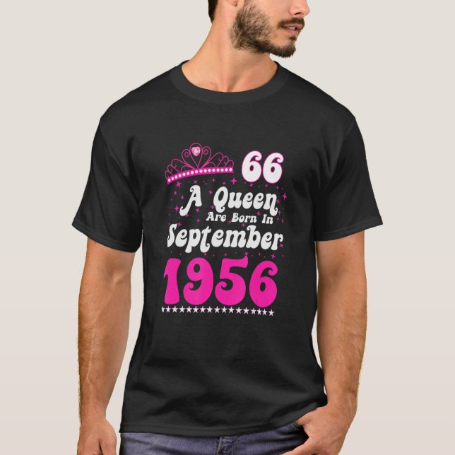 Camiseta Rainha Nascer Em Setembro De 1956 Feliz Aniversári (Frente)
