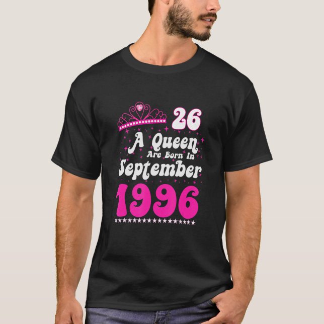 Camiseta Rainha Nascer Em Setembro De 1996 Feliz Aniversári (Frente)