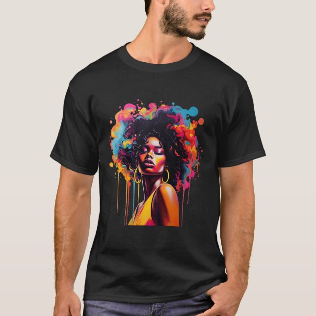 Camiseta Rainha Negra Afro Melanin Derrubando a 10ª África (Frente)