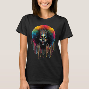 Camiseta Rainha Negra Colorida Afro Melanin, Junetee