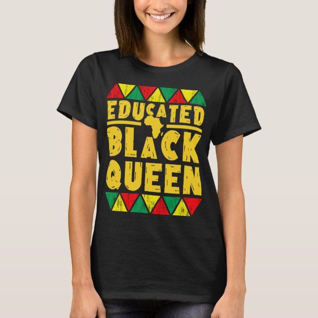 Camiseta rainha negra educada (Frente)