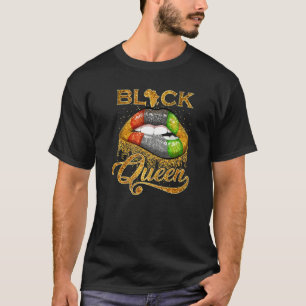 Camiseta Rainha Negra Lábios Brilhante e Dourada Panorâmica