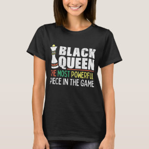 Camiseta Rainha Negra Mais Poderosa Xadrez Afro-Americano