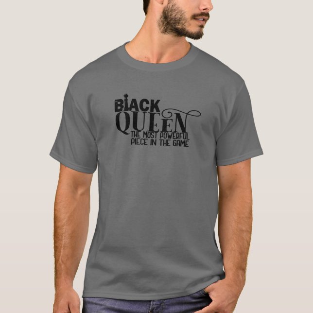 Camiseta Rainha Negra Mais Poderosa Xadrez Afro-Americano (Frente)