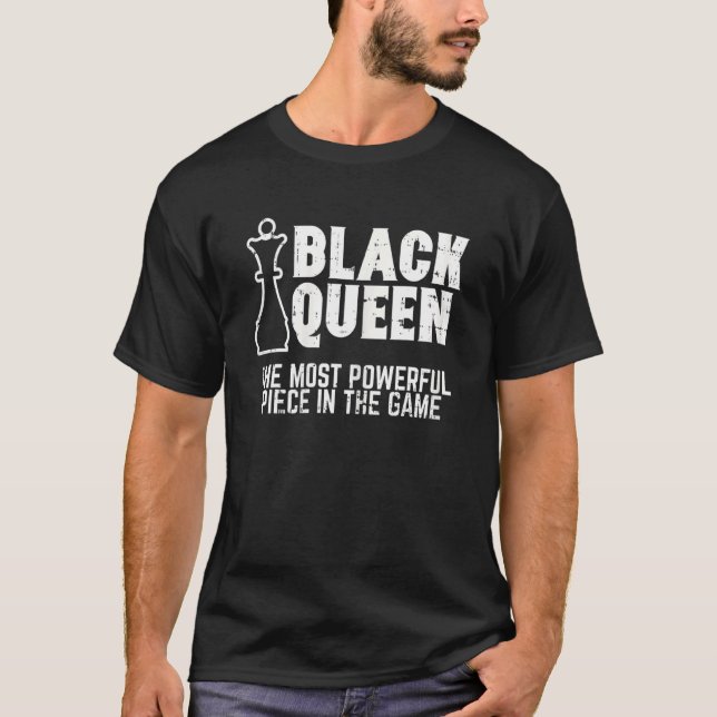 Camiseta Rainha Negra Mais Poderosa Xadrez Afro-Americano (Frente)