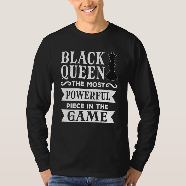 Camiseta Rainha Negra Mais Poderosa Xadrez Afro-Americano (Frente)