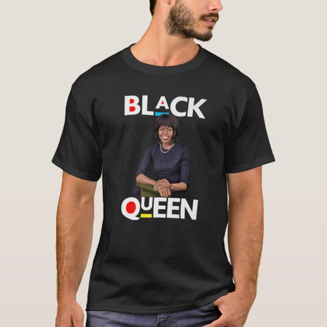 Camiseta Rainha Negra Melanina Michelle Obama International (Frente)