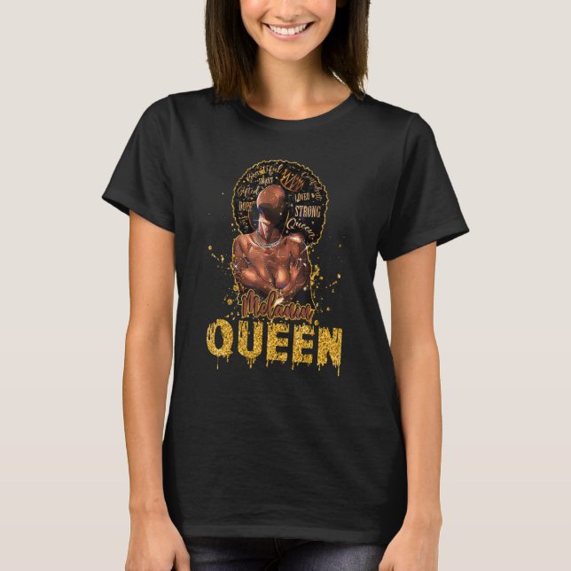 Camiseta Rainha Negra Melanina Orgulhosa Da Cultura Negra (Frente)