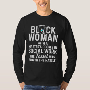 Camiseta Rainha Negra MSW Trabalho Social Borla Mestres Gra