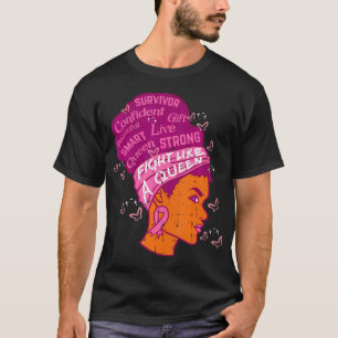 Camiseta Rainha Negra Mulheres Africanas Rosa, Cancer da Ma