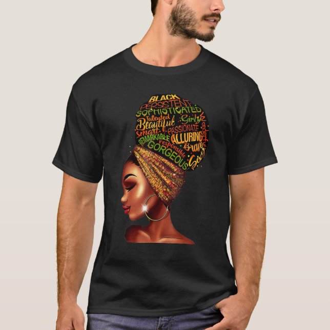 Camiseta Rainha Negra Negra Mulher Negra Afro-Natural Afric (Frente)