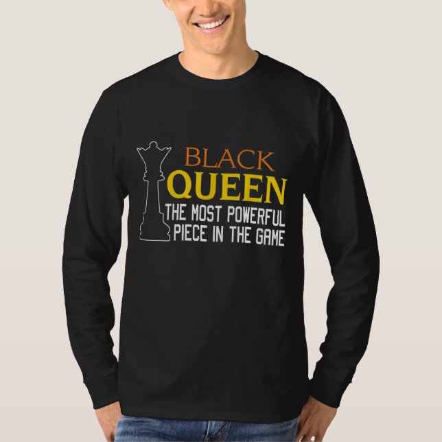 Camiseta RAINHA NEGRA O mais poderoso Xadrez afro-americano (Frente)