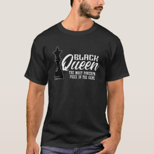 Camiseta Rainha Negra Poderosa História de Xadrez Educada F