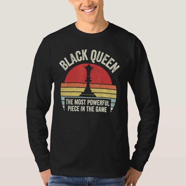 Camiseta Rainha Negra Retro Mais Poderosa Xadrez Africano A (Frente)