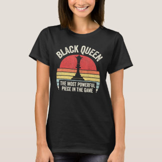 Camiseta Rainha Negra Retro Mais Poderosa Xadrez Africano A