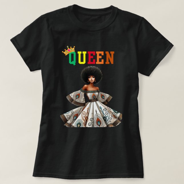 Camiseta Rainha Nubiana: Camisa-T feminina (Frente do Design)