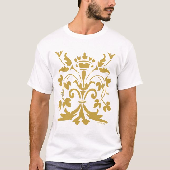 Camiseta Rainha original da flor de lis (ouro antigo) (Frente)