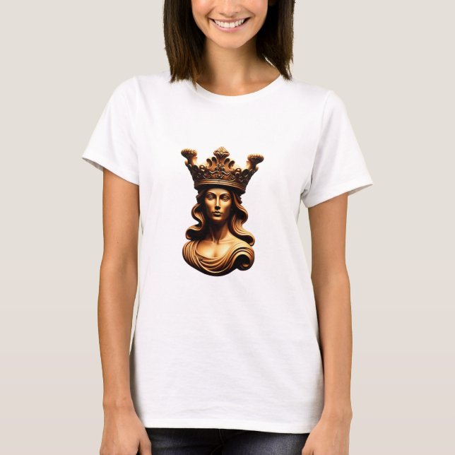 Camiseta Rainha Ouro Regal Bust com Ornamentado Crown (Frente)