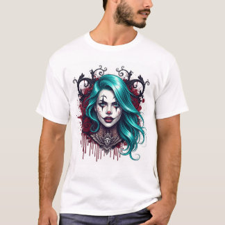 Camiseta Rainha Palhaço de Cabelo Ciano - Gráfico Chic Assu