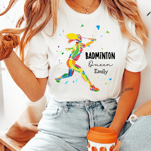 Camiseta Rainha Personalizada de Badminton Colorida Abstrat