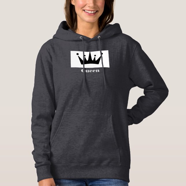 Camiseta Rainha Personalizada Texto Coroa Hoodie DarkGrey S (Frente)