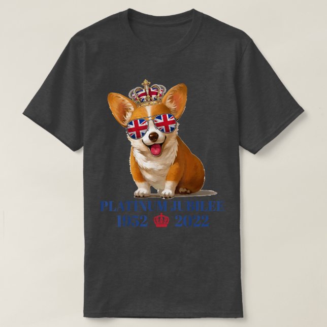Camiseta Rainha Platinum Jubilee Corgi com Coroa 2022 Briti (Frente do Design)