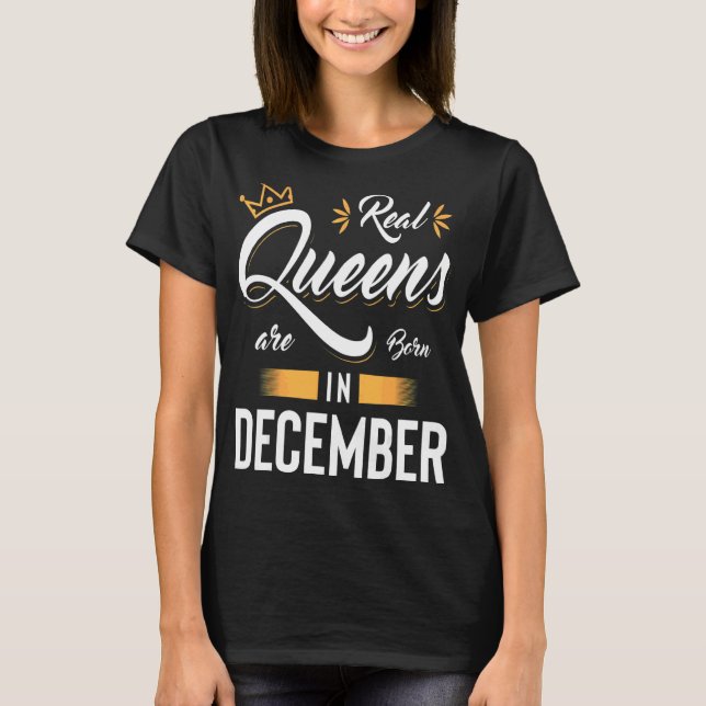 Camiseta Rainha Real É Nascer Em Dezembro Perfeito Para Mãe (Frente)