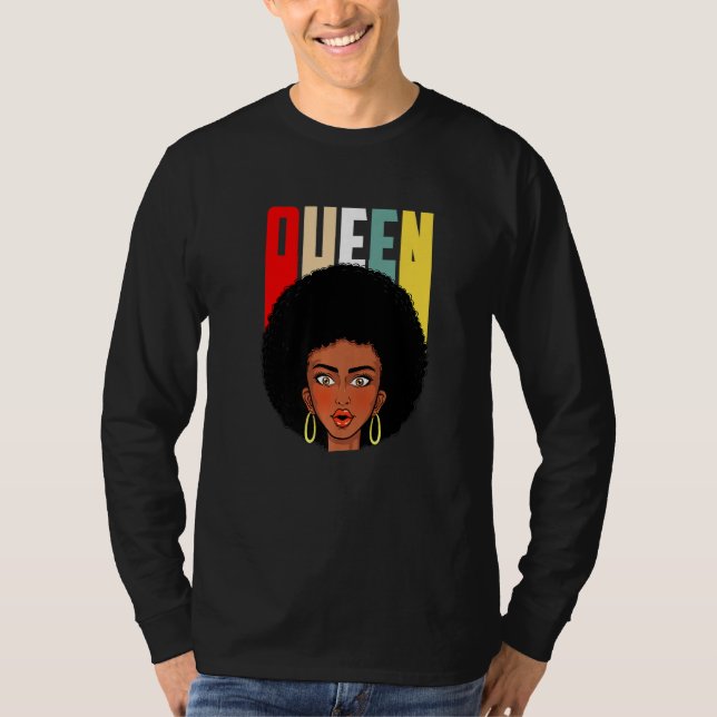 Camiseta Rainha Retro Estilo Afro de Rainha Americana Afric (Frente)