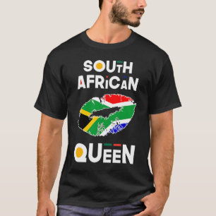 Camiseta Rainha Sul-Africana Lábios Bandeira Sul-Africana