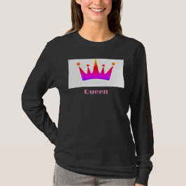 Camiseta Rainha Texto Personalizado Coroa Imagem Preta Mang