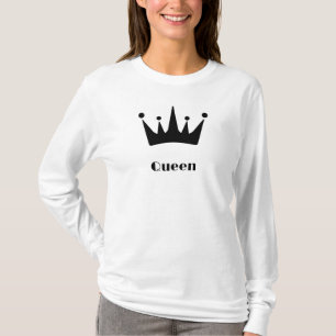 Camiseta Rainha Texto Personalizado Imagem Branca Longa Fol