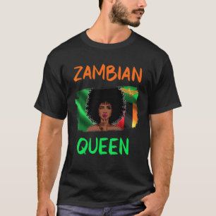 Camiseta Rainha Zâmbia Bandeira Orgulho de Rapariga Zambian
