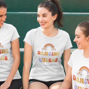 Camiseta Rainhas da Dança Retrô & Nome da Festa de Solteira