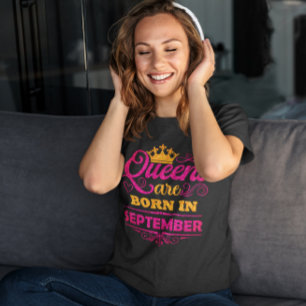 Camiseta Rainhas Nascem em Setembro Falso Brilho Aniversári