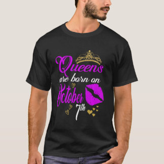 Camiseta Rainhas Nascem No Dia 7 De Outubro Libra Aniversar