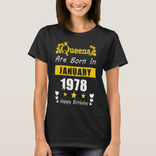 Camiseta Rainhas são Nasceres em janeiro de 1978 Feliz Aniv