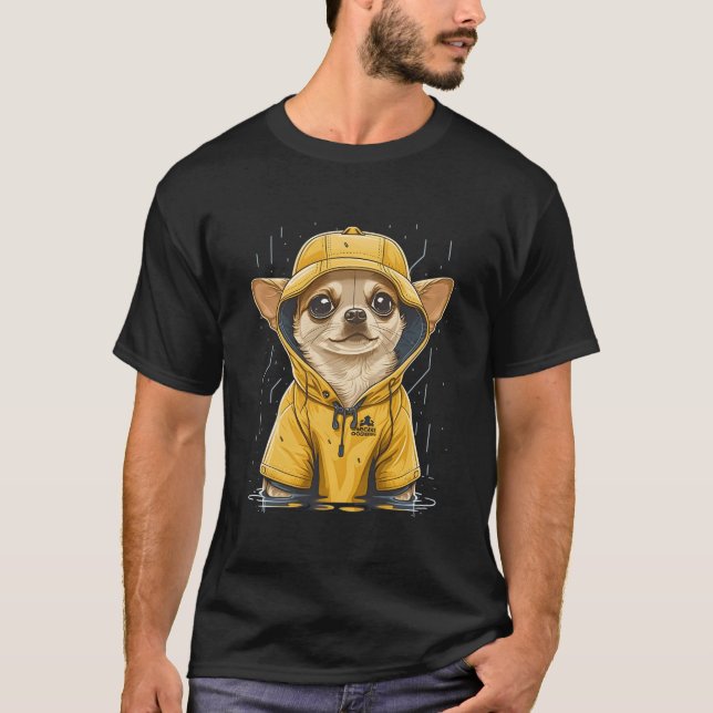 Camiseta Rainy Chihuahua In A Rain Cape (Frente)