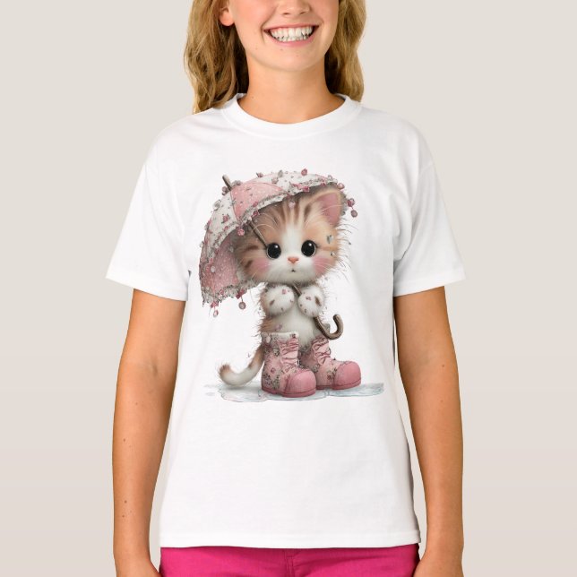 Camiseta “Rainy Day Kitty” Gatinho Fofo (Frente)