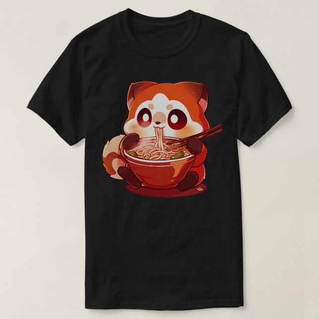 Camiseta Raio-comendo panda vermelha 1 (Frente do Design)