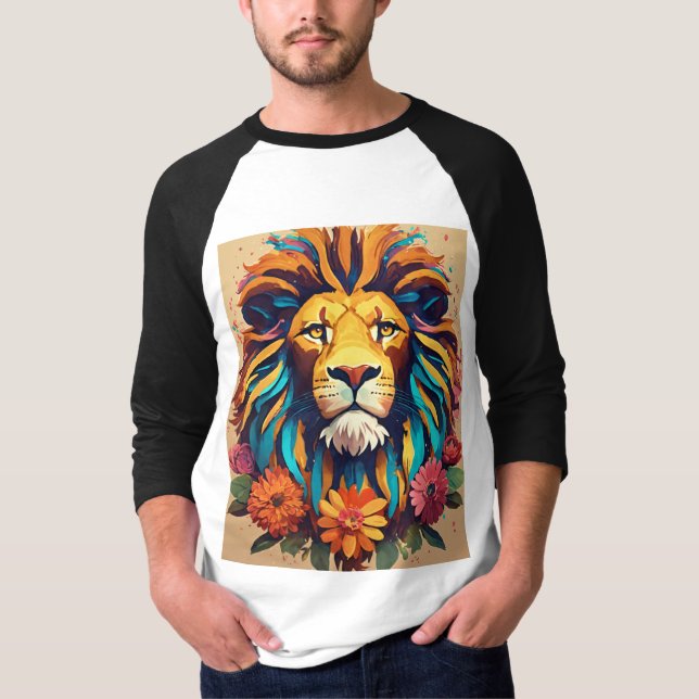 Camiseta Raio da Selvagem: Design do Leão Majestoso (Frente)