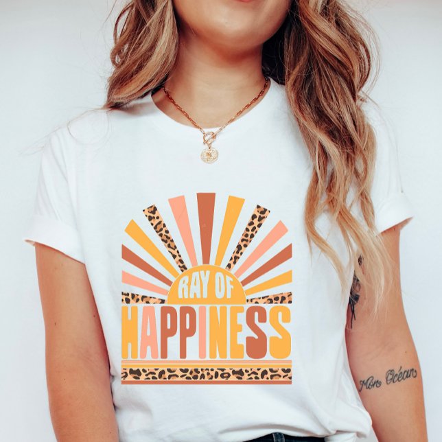 Camiseta Raio de Felicidade, Sol Retro de Verão (Criador carregado)