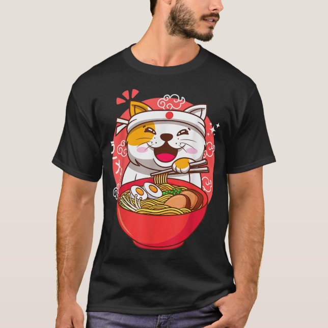 Camiseta Raio-gato japonês do anime Kawaii (Frente)