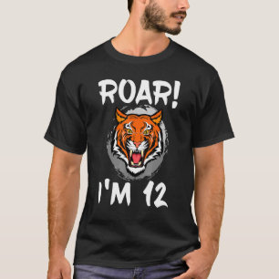 Camiseta Raio, sou 12 Tigre Animal Themed Festa de aniversá
