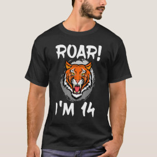 Camiseta Raio, sou 14 Tigre Animal Themed Festa de aniversá