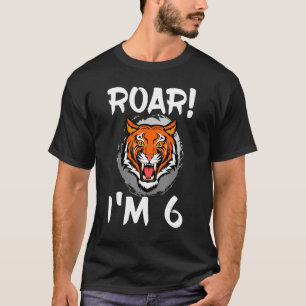 Camiseta Raio, sou 6 Tiger Animal Themed Festa de aniversár