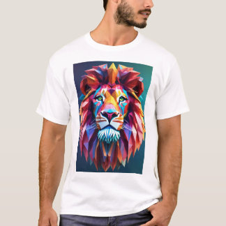 Camiseta "Raio Vibrante: Triângulos Coloridos De Leão Impre