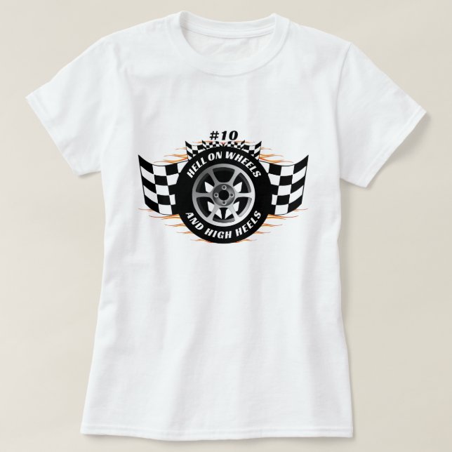 Camiseta Raios De Carro Esportivo Em Rodas E Altos Saltos # (Frente do Design)